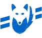 Blue fox mascot representing LTA bus service